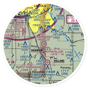 Chambers Airfield (NE80) VFR Sectional Sticker (20 mile)