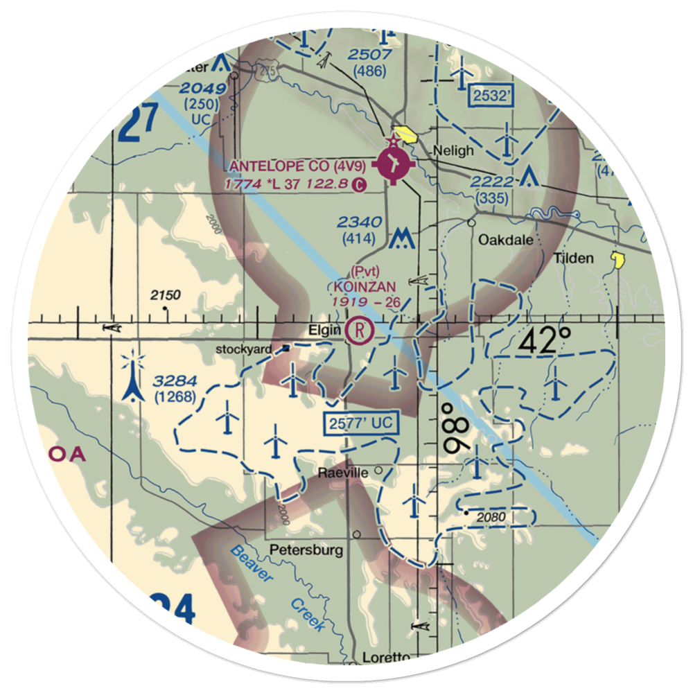 Koinzan Airport (NE44) VFR Sectional Sticker (30 mile) 