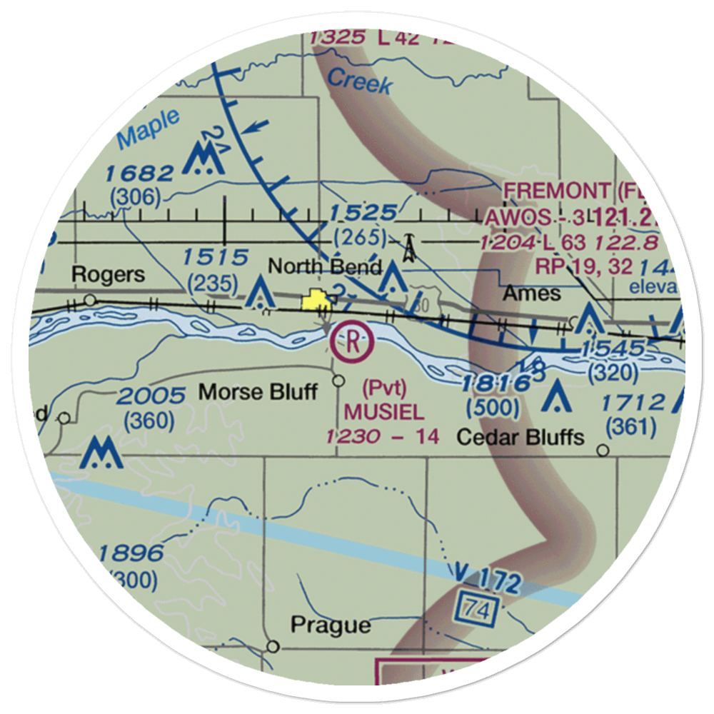 Musiel Airport (NE43) VFR Sectional Sticker (20 mile) 