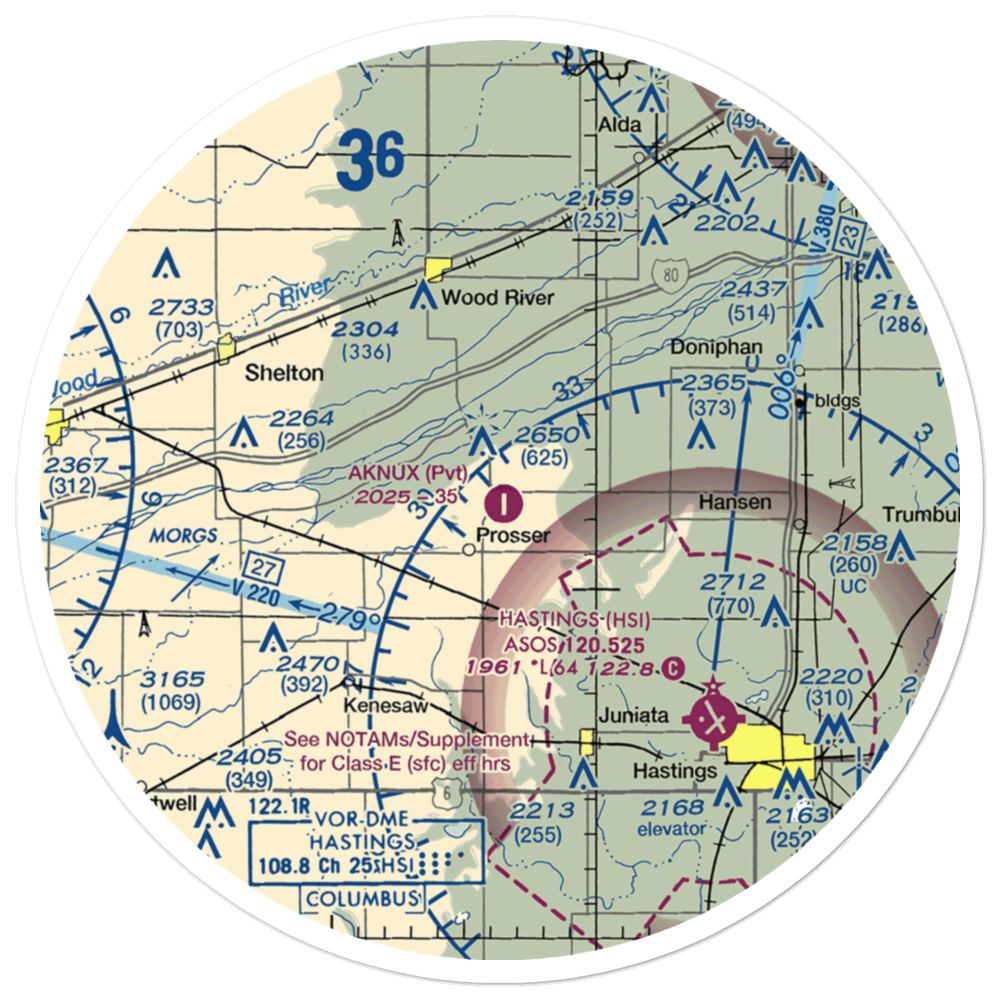 Aknux Airport (NE38) VFR Sectional Sticker (30 mile) 