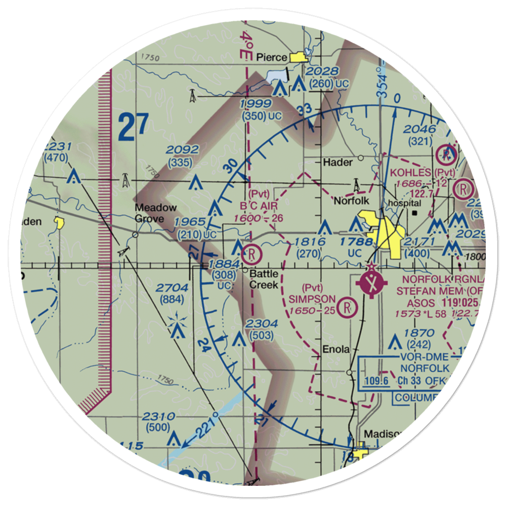 B.C. Air Airport (NE31) VFR Sectional Sticker (30 mile) 