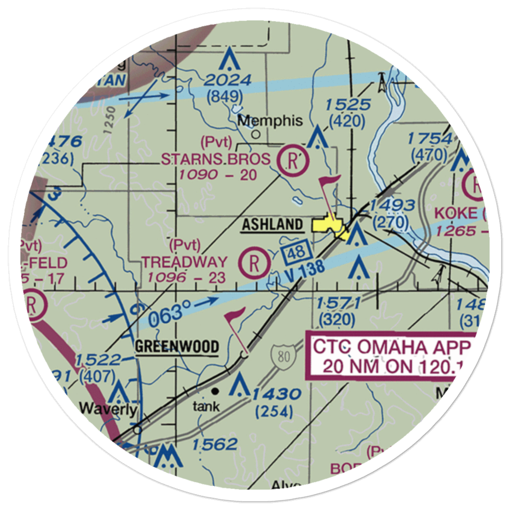 Treadway Air Airport (NE26) VFR Sectional Sticker (20 mile) 