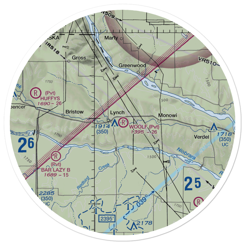 Woolf Brothers Airport (NE06) VFR Sectional Sticker (30 mile) 