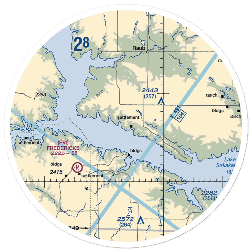 Indian Hill Resort Airport (ND87) VFR Sectional Sticker (30 mile) 