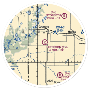 Peterson Airport (ND86) VFR Sectional Sticker (20 mile)