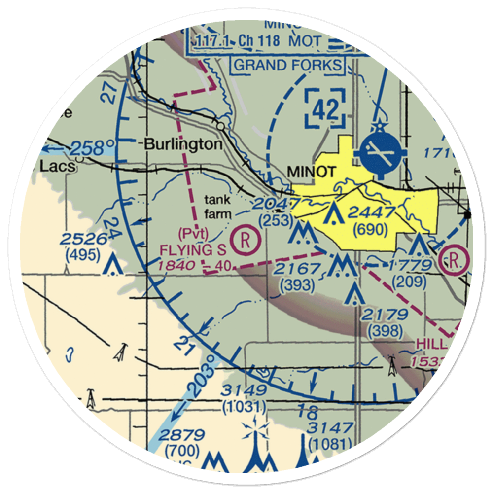 Flying S Ranch Airport (ND43) VFR Sectional Sticker (20 mile) 