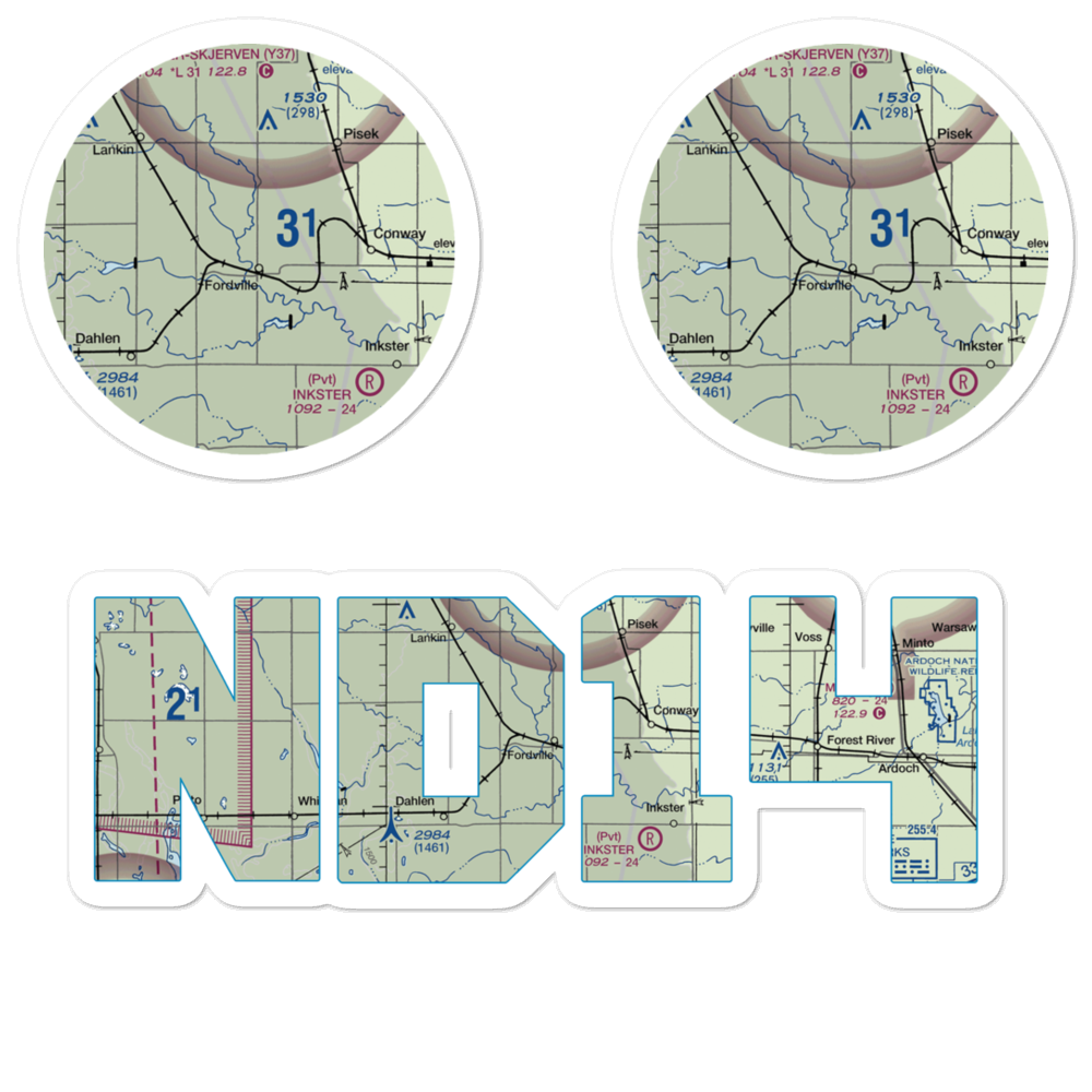 Fordville Airport (ND14) VFR Sectional Sticker Pack 