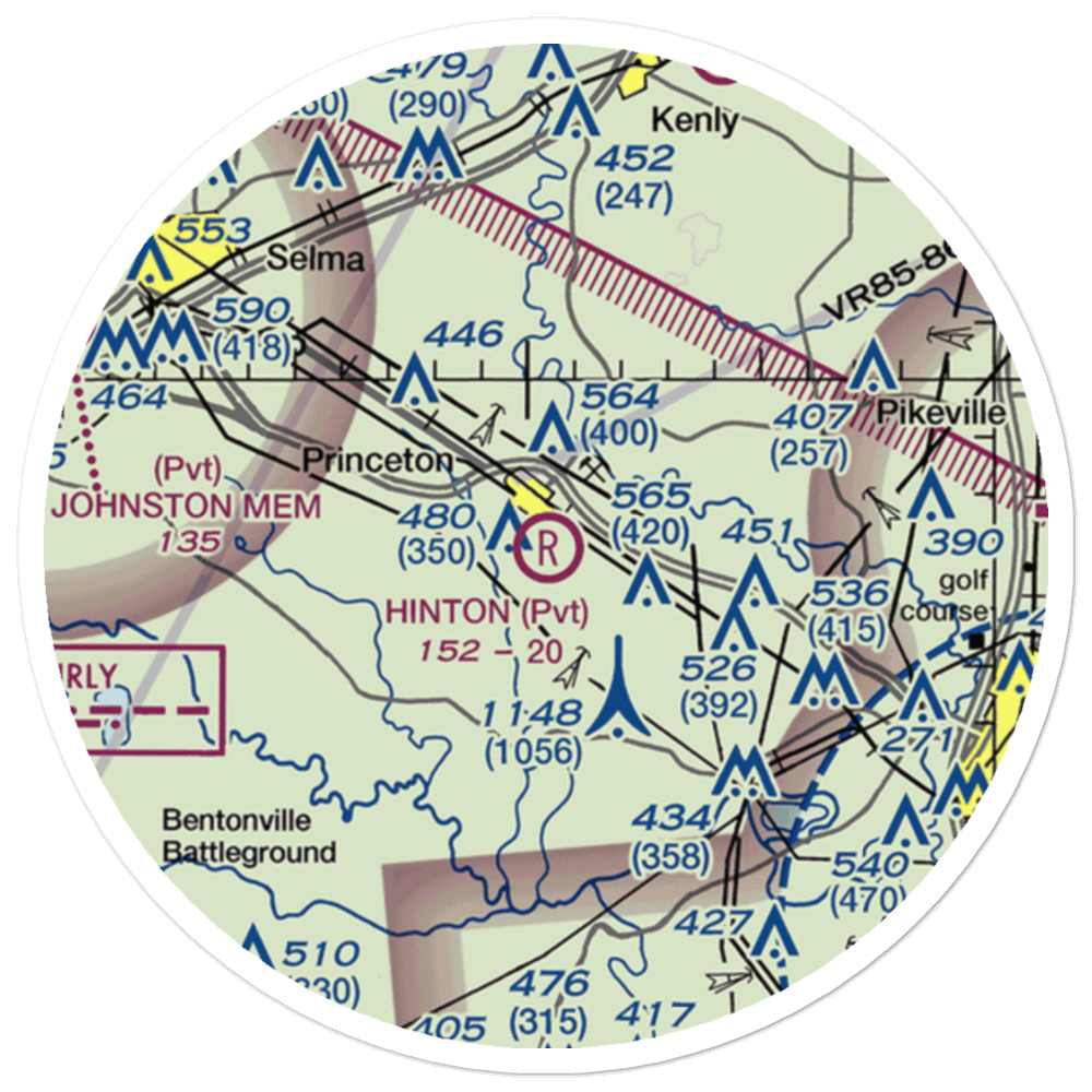 Hinton Field (NC72) VFR Sectional Sticker (20 mile) 
