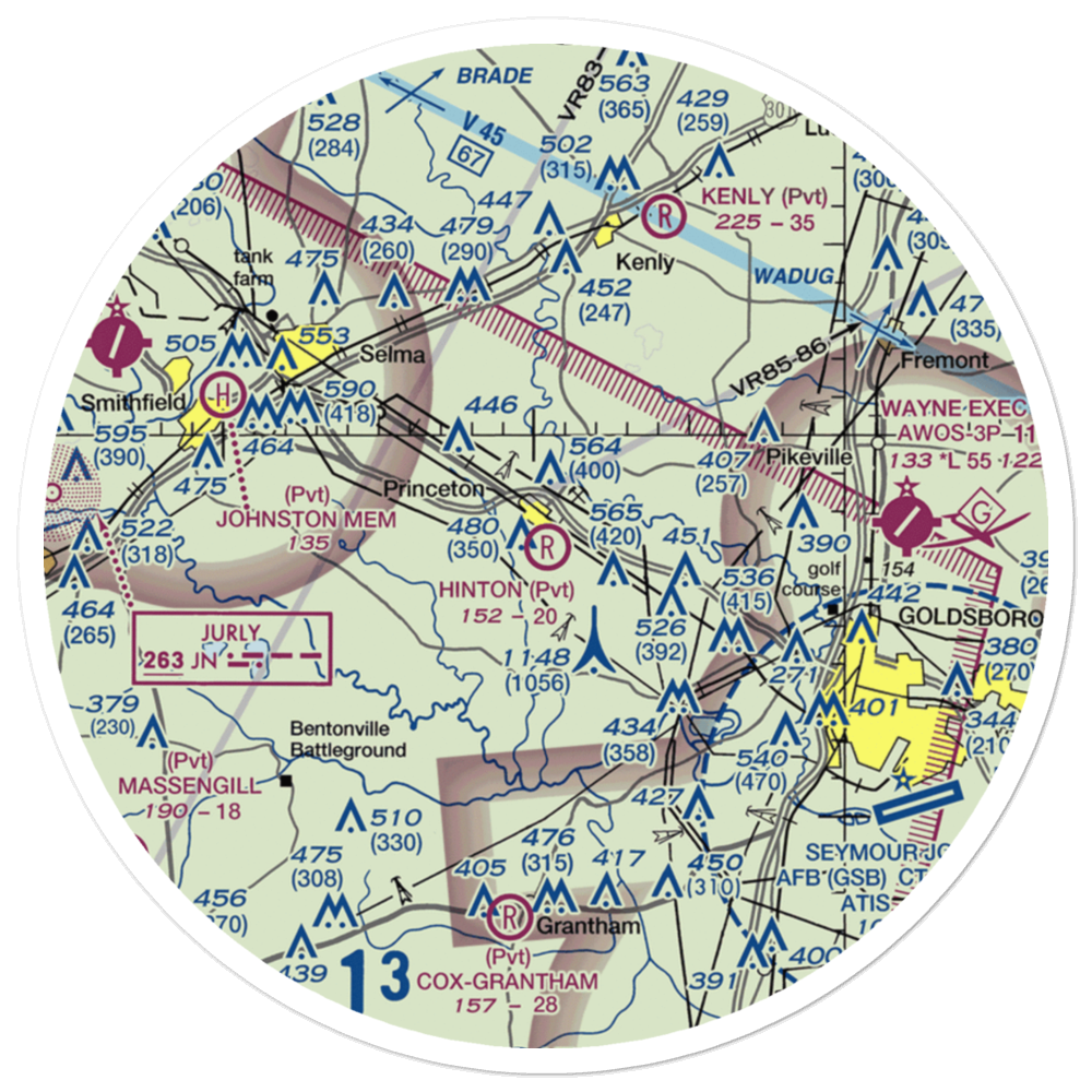 Hinton Field (NC72) VFR Sectional Sticker (30 mile) 