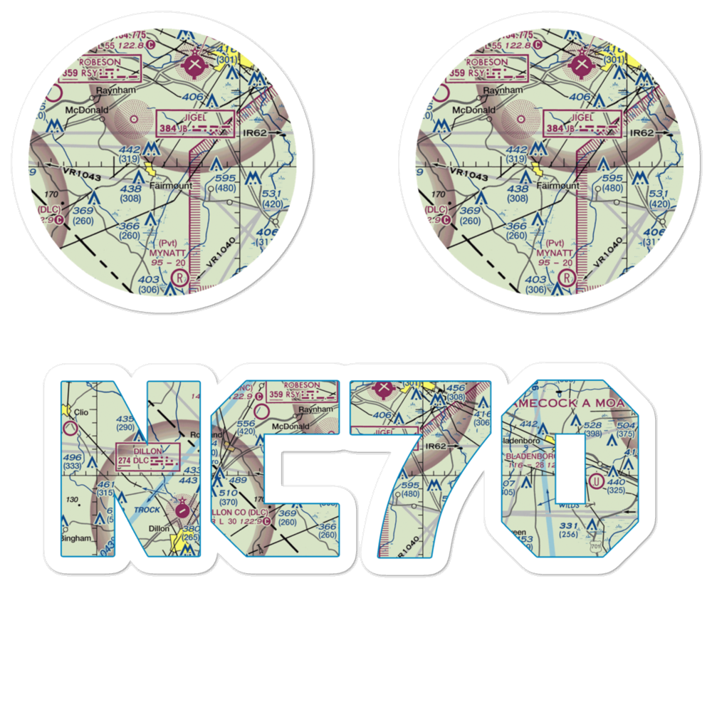 Mckee Airport (NC70) VFR Sectional Sticker Pack 