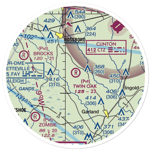 Twin Oak Airport (NC69) VFR Sectional Sticker (20 mile)