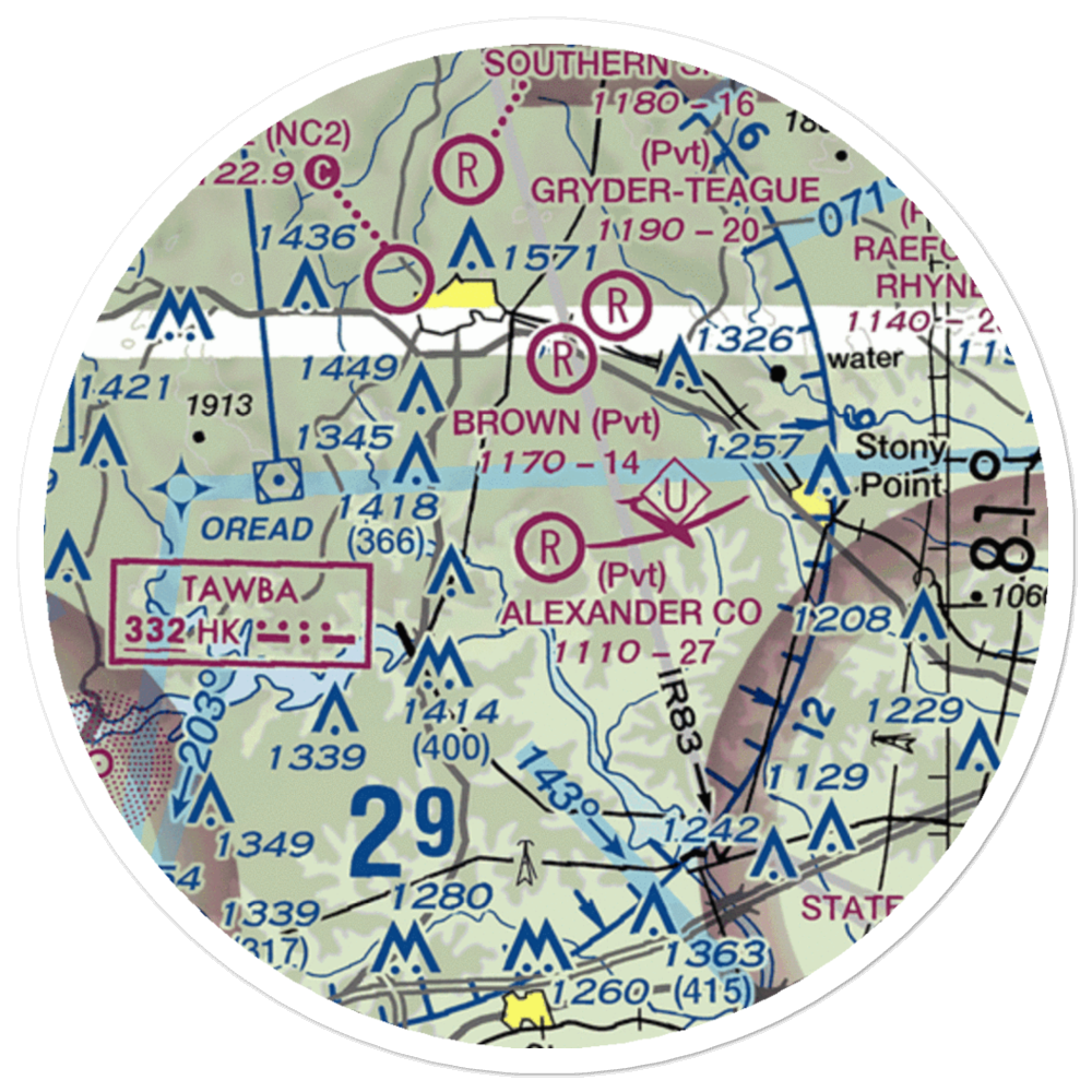 Alexander County Airport (NC59) VFR Sectional Sticker (20 mile) 
