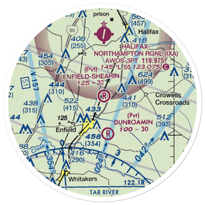 Enfield-Shearin Airport (NC45) VFR Sectional Sticker (20 mile)