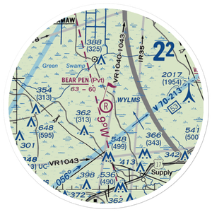 Bear Pen Airport (NC43) VFR Sectional Sticker (20 mile)