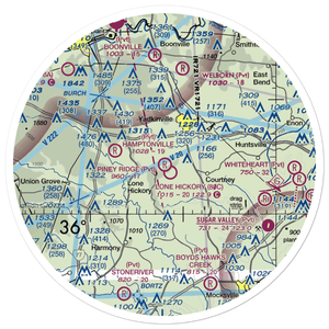 Piney Ridge Airport (NC42) VFR Sectional Sticker (30 mile)