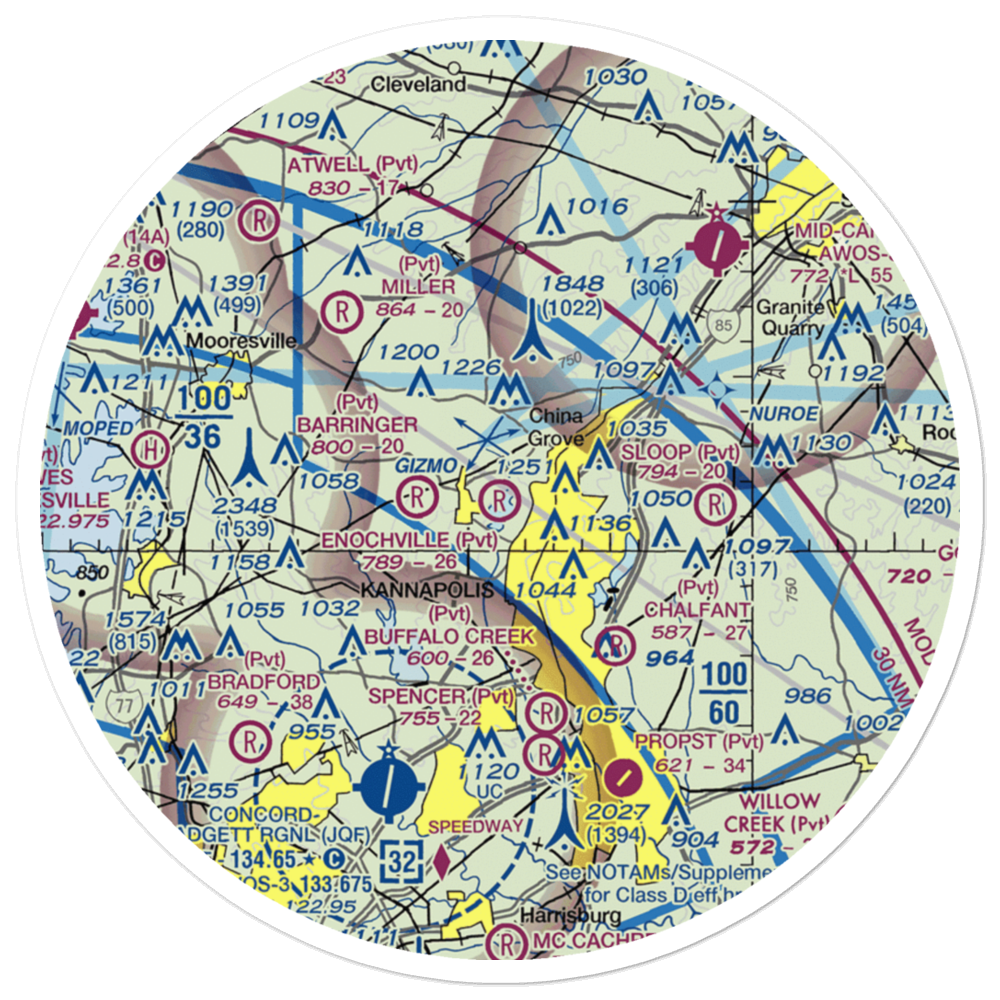 Enochville Airport (NC39) VFR Sectional Sticker (30 mile) 