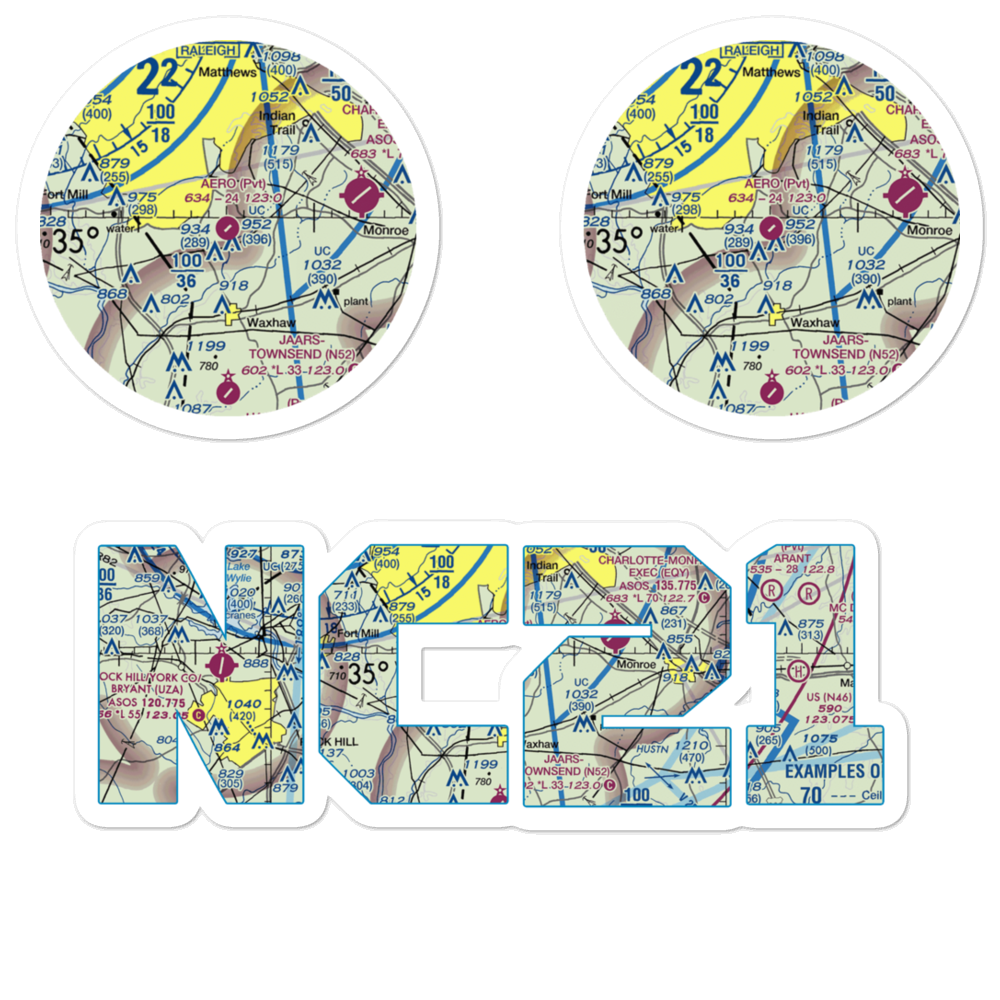 Aero Plantation Airport (NC21) VFR Sectional Sticker Pack 