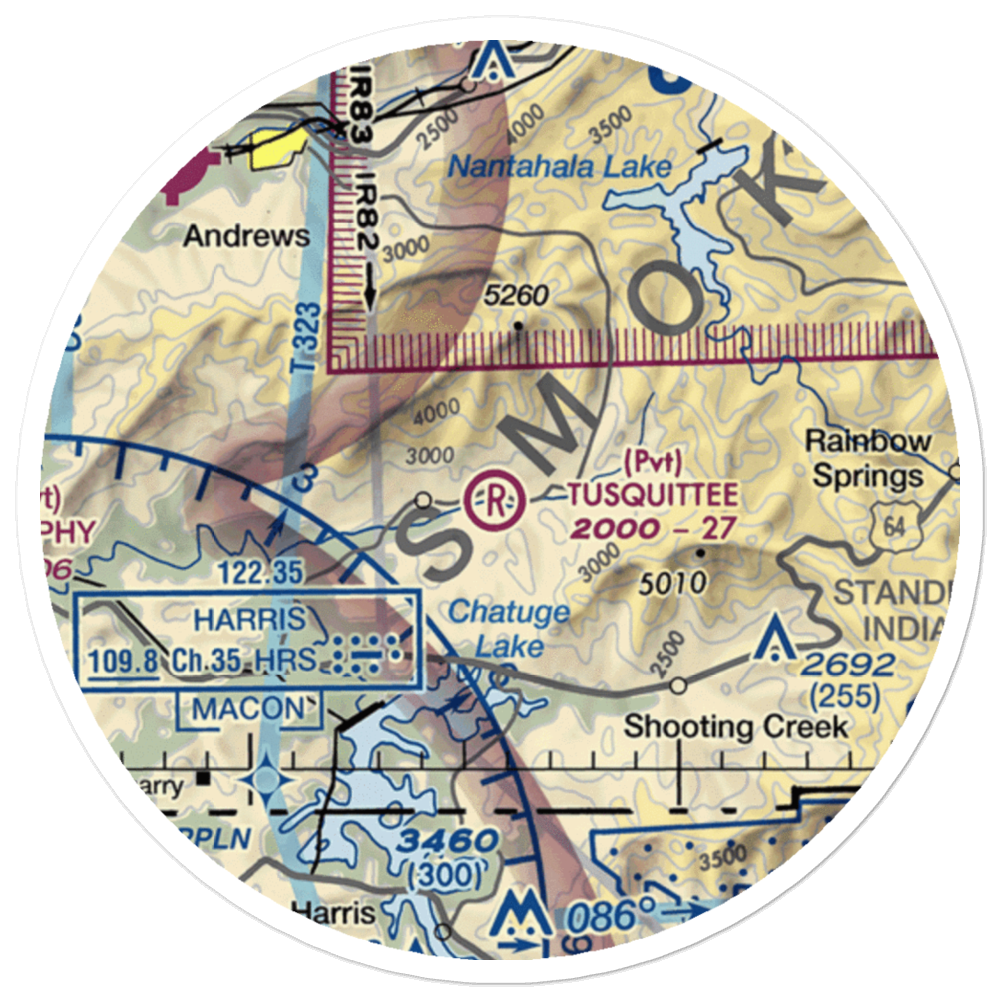 Tusquittee Landing Airport (NC08) VFR Sectional Sticker (20 mile) 