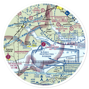 Harvey Point Defense Testing Activity Airport (NC01) VFR Sectional Sticker (30 mile)