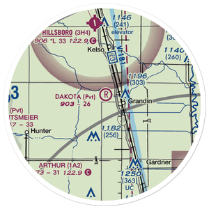 Dakota Airport (NA60) VFR Sectional Sticker (20 mile)
