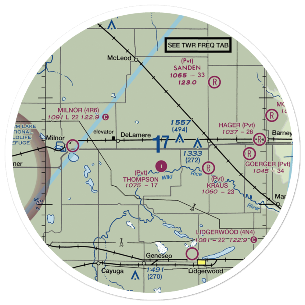 Hudson's Strip (NA20) VFR Sectional Sticker (30 mile) 