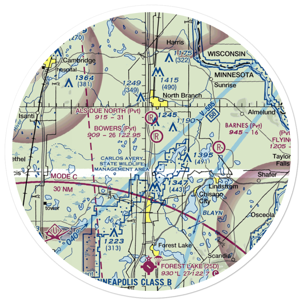 Sunrise Airport (MY78) VFR Sectional Sticker (30 mile) 