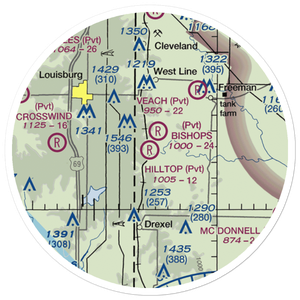 Hilltop Airport (MU62) VFR Sectional Sticker (20 mile)