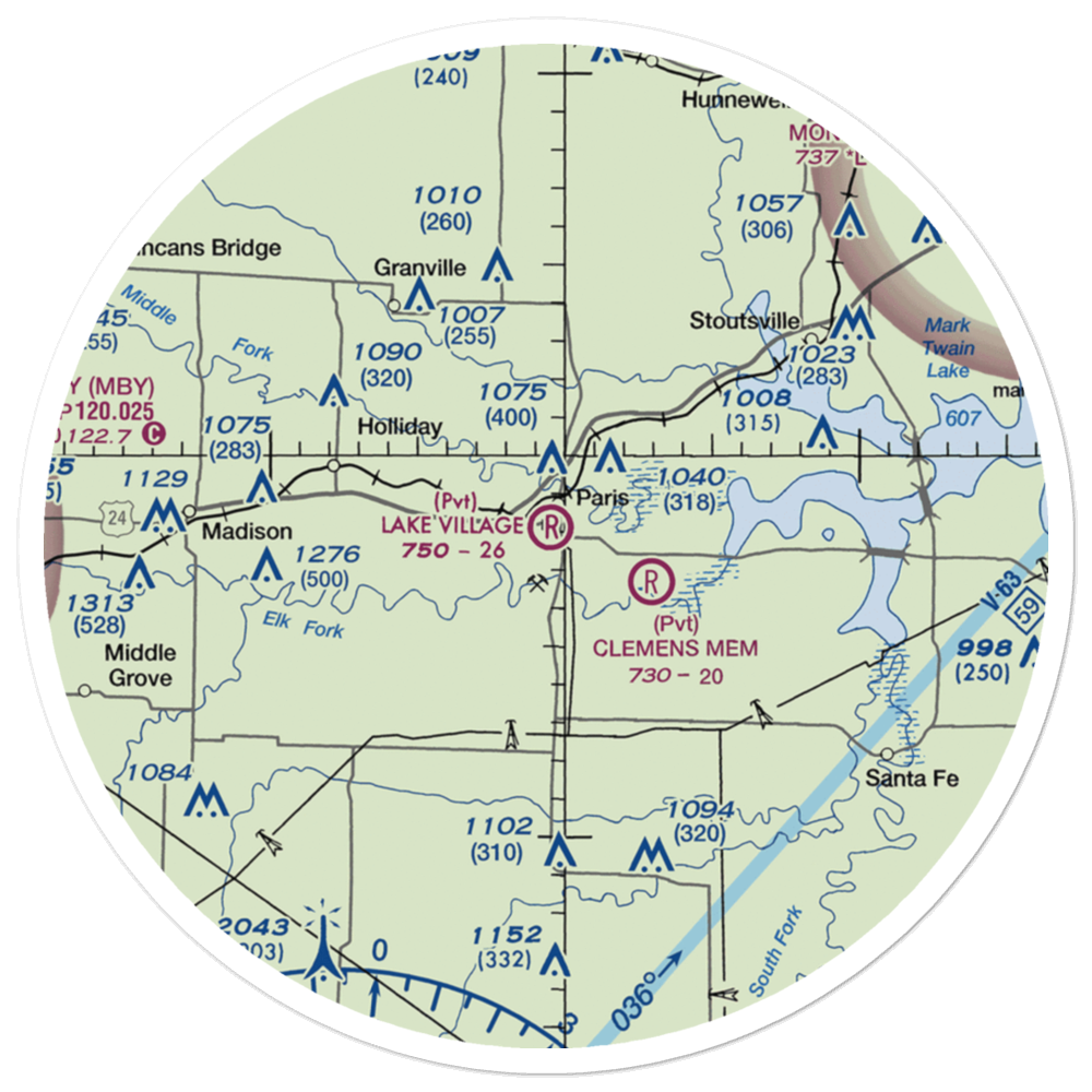 Lake Village Airport (MU40) VFR Sectional Sticker (30 mile) 