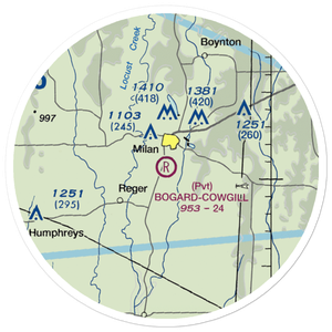 Bogard-Cowgill Airport (MU38) VFR Sectional Sticker (20 mile)