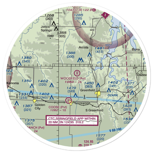 Woodfield Airpark Inc Airport (MU27) VFR Sectional Sticker (30 mile)