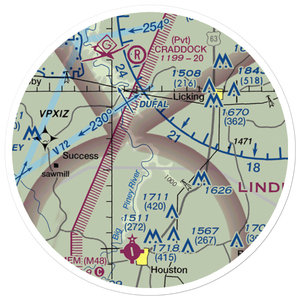 Piney Bend Airport (MU25) VFR Sectional Sticker (20 mile)