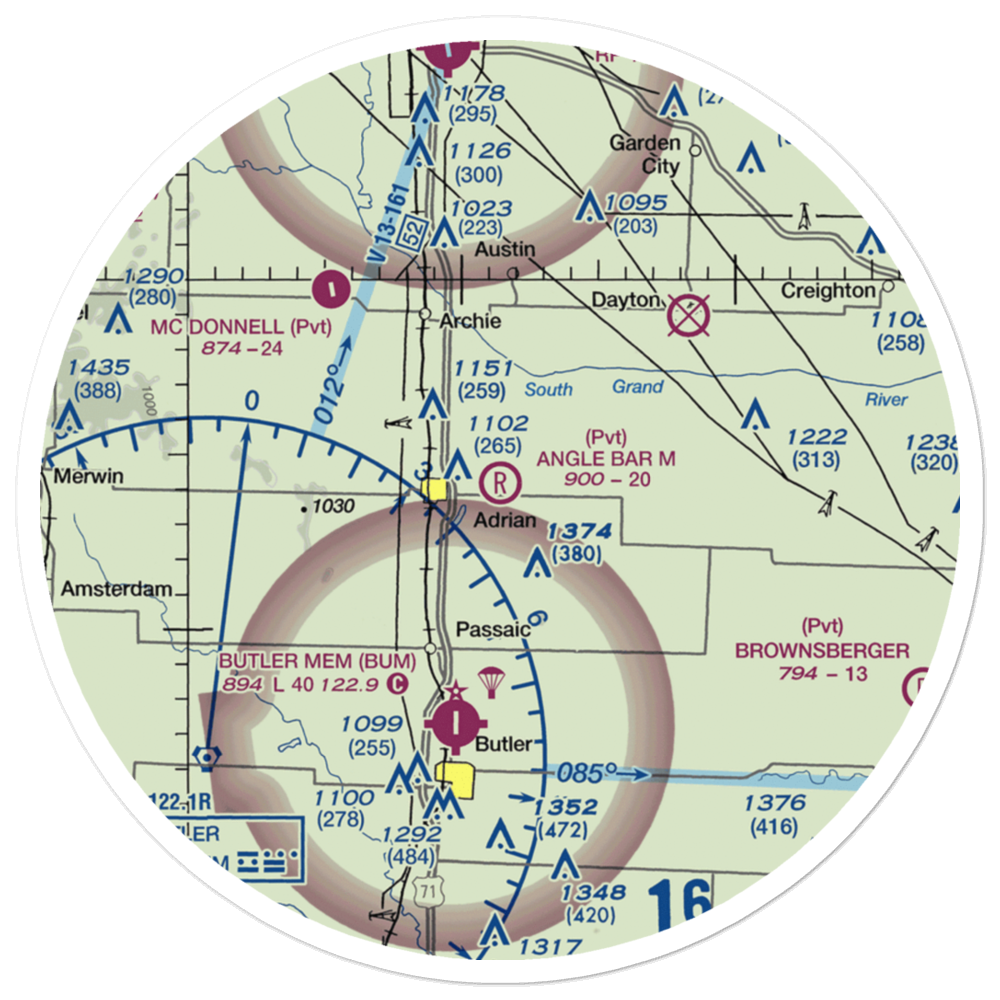 Angle Bar M Airport (MU07) VFR Sectional Sticker (30 mile) 