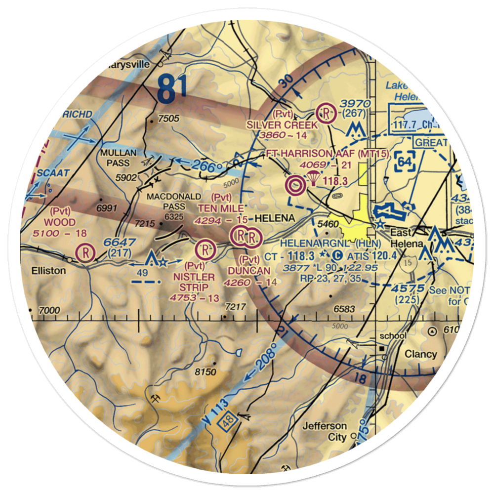 Ten Mile Airport (MT83) VFR Sectional Sticker (30 mile) 