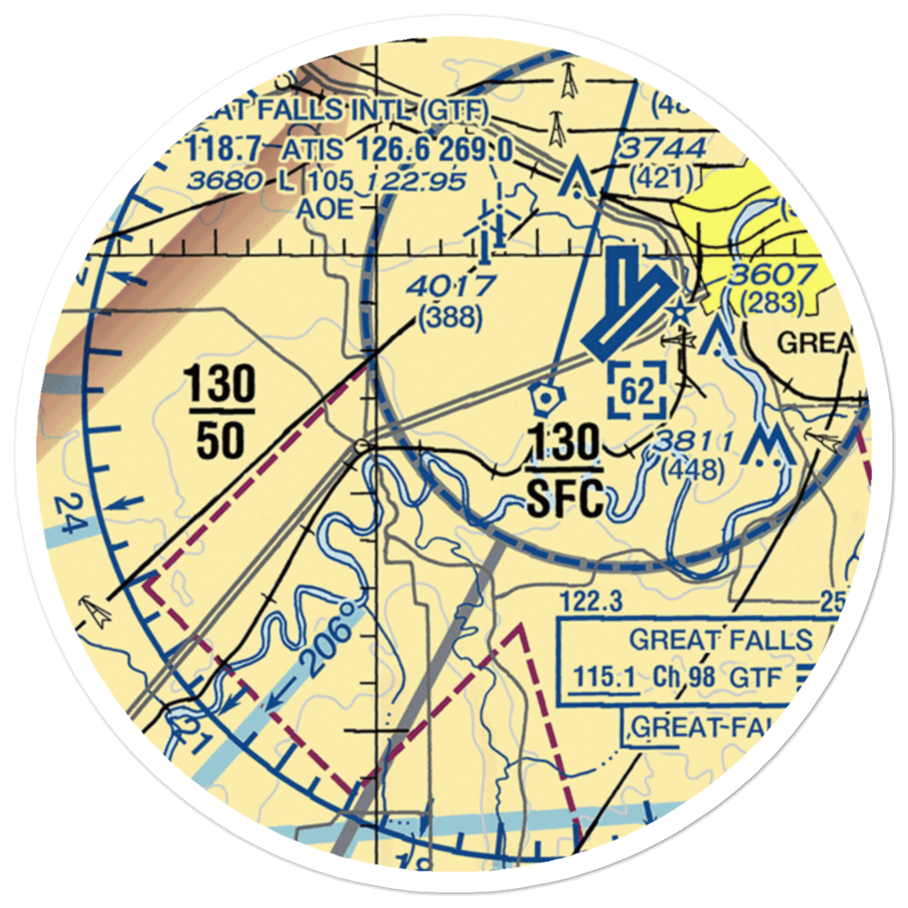 Buchanan Ranch Airport (MT75) VFR Sectional Sticker (20 mile) 