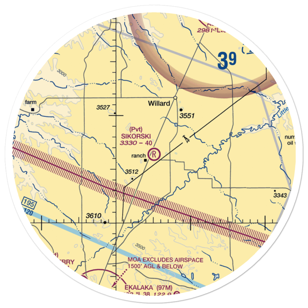 Sikorski Ranch Airport (MT74) VFR Sectional Sticker (30 mile) 