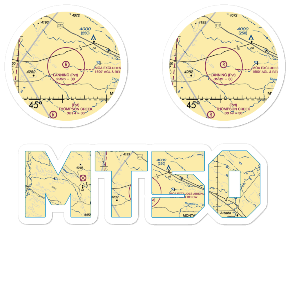 Lanning Ranch Airport (MT50) VFR Sectional Sticker Pack 