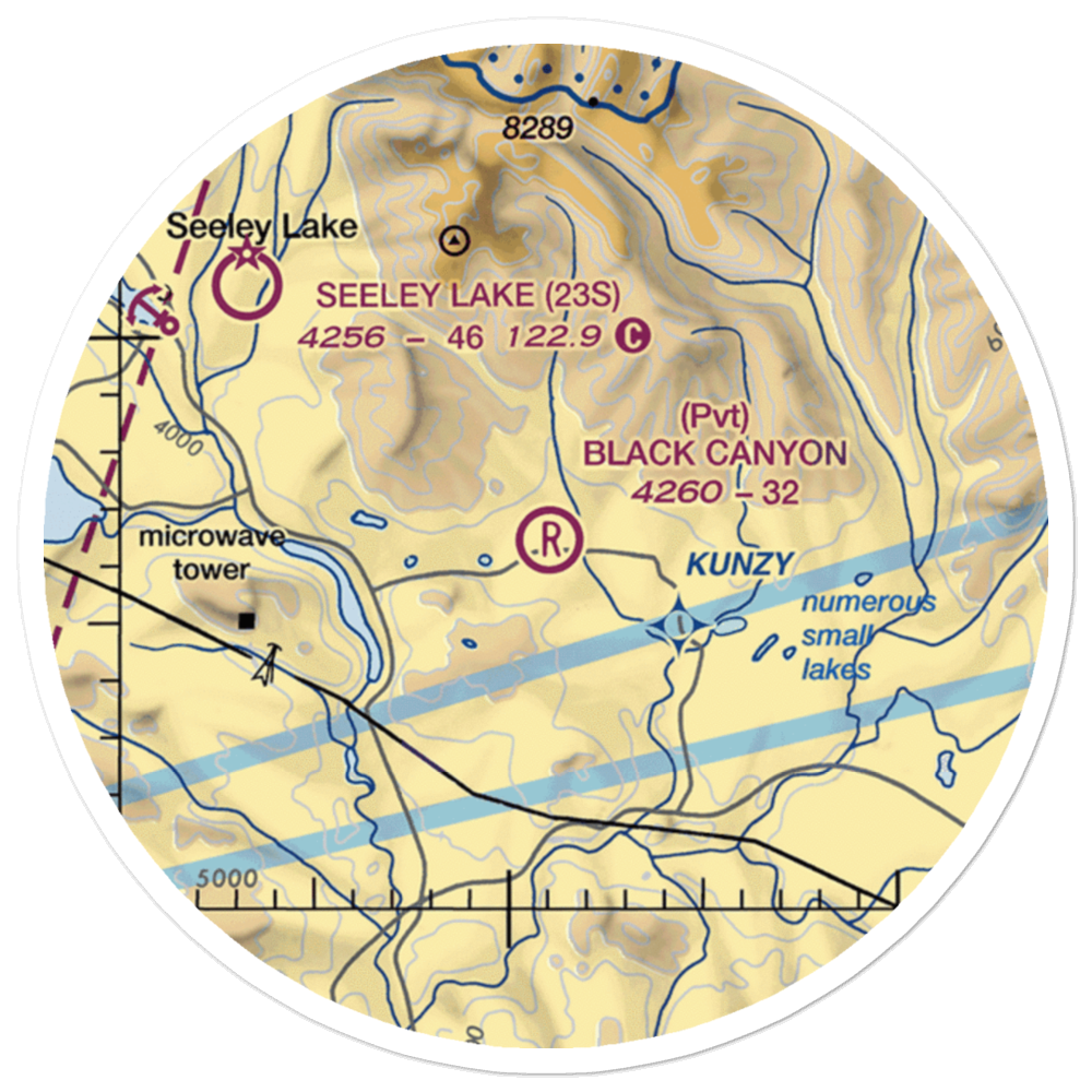 Black Canyon Ranch Airport (MT39) VFR Sectional Sticker (20 mile) 