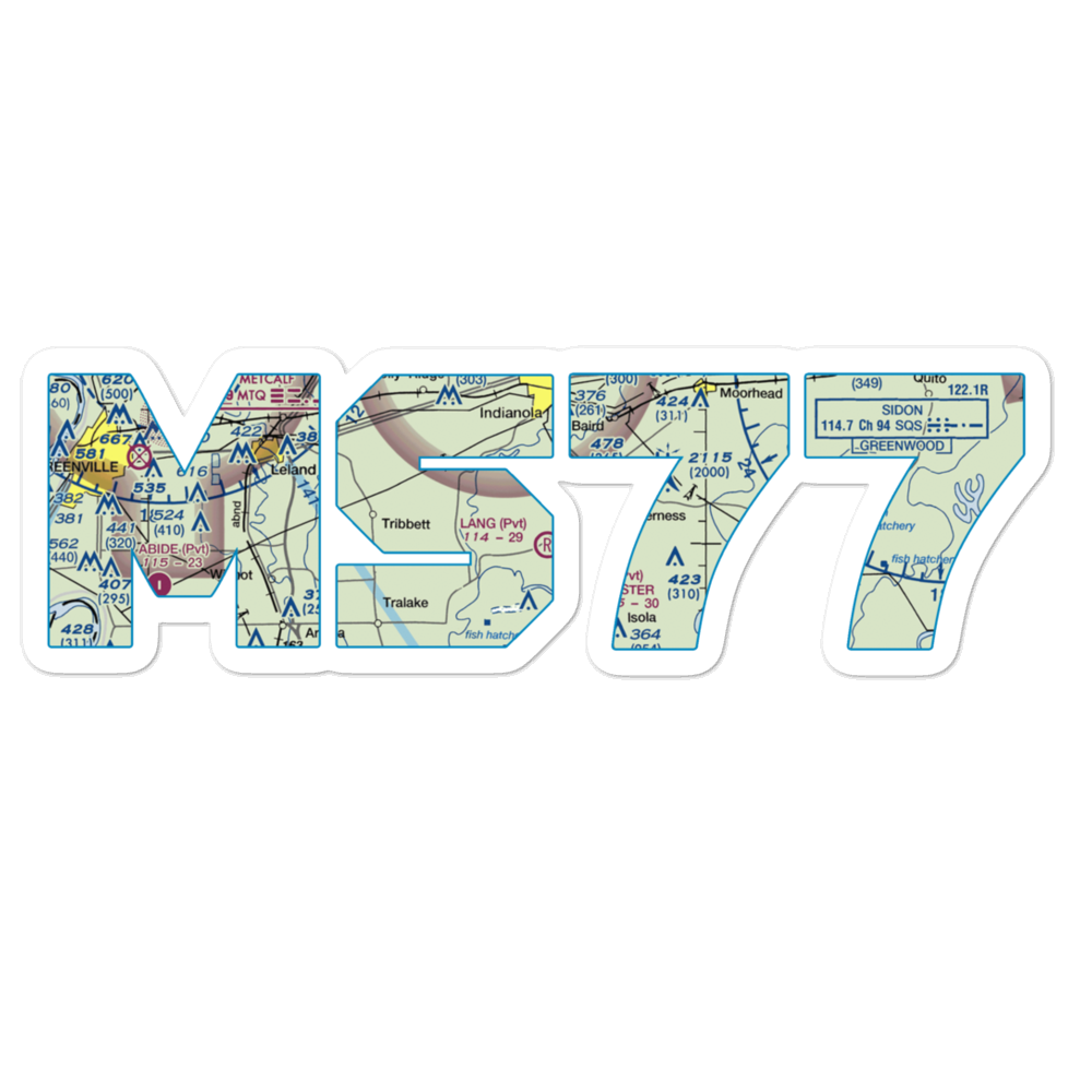 Lang Flying Service Airport (MS77) VFR Sectional Sticker 