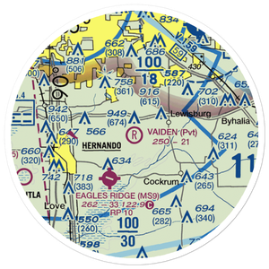Vaiden Landing Airport (MS64) VFR Sectional Sticker (20 mile)