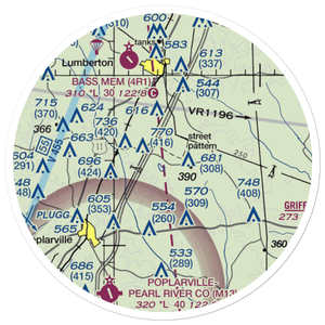 Wolf River Ranch Airport (MS53) VFR Sectional Sticker (20 mile)