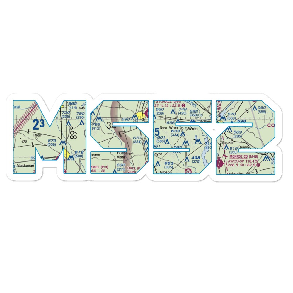 Leuth Flying Service Airport (MS52) VFR Sectional Sticker 