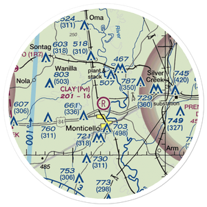 Clay Airport (MS50) VFR Sectional Sticker (20 mile)