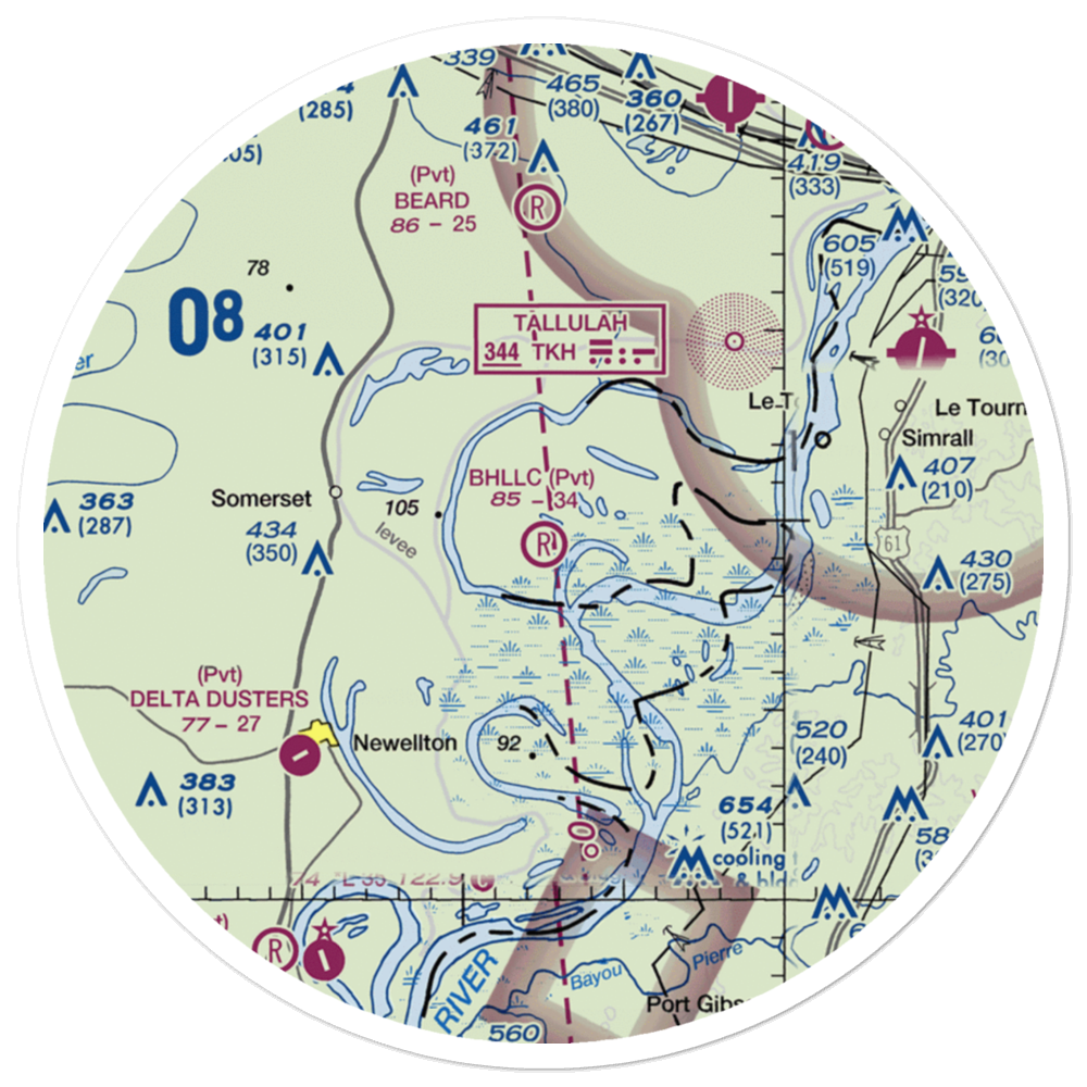 Dale Landing Strip (MS45) VFR Sectional Sticker (30 mile) 