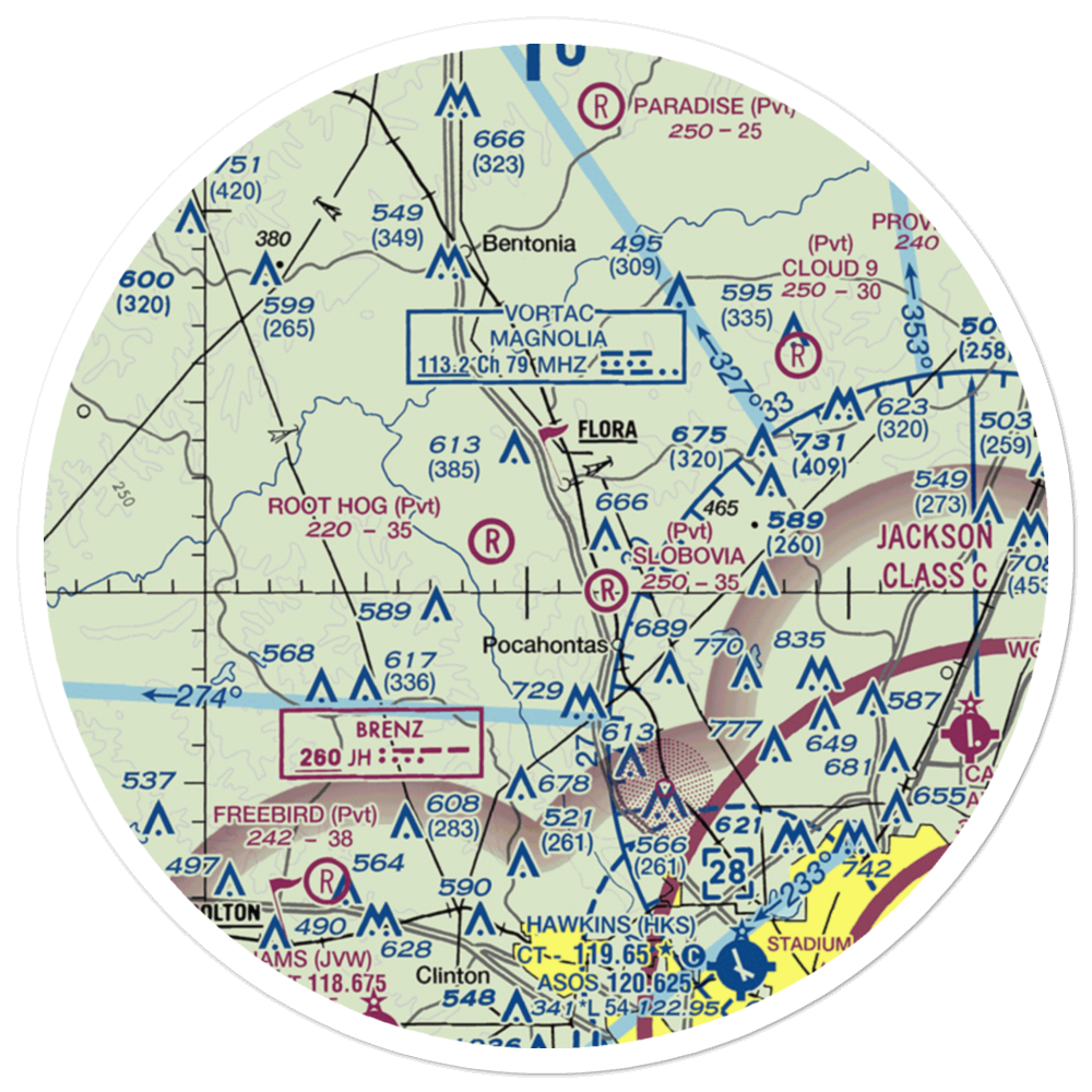 Mississippi Petrified Forest Airport (MS42) VFR Sectional Sticker (30 mile)  - Mississippi (MS) at Aeroswag