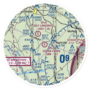 Cedar Creek Air Ranch Airport (MS26) VFR Sectional Sticker (20 mile)
