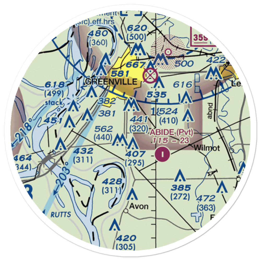 Country Club Airport (MS15) VFR Sectional Sticker (20 mile) 