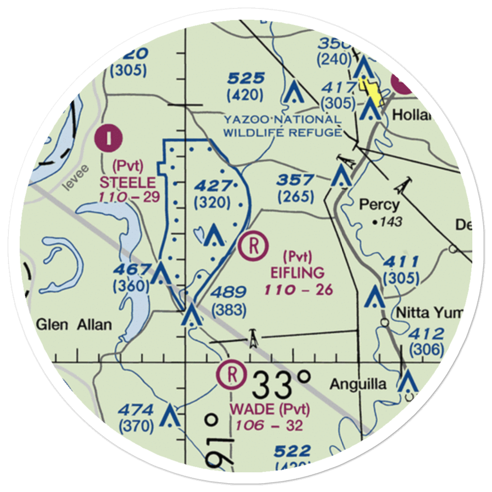 Eifling Farms Airport (MS13) VFR Sectional Sticker (20 mile) 
