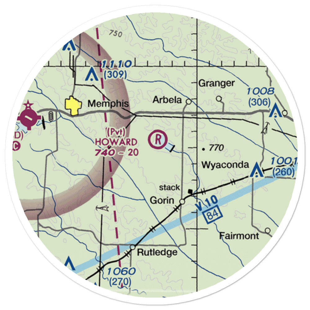 Howard Airport (MO82) VFR Sectional Sticker (20 mile) 