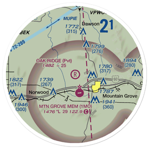 Oak Ridge Airpark (MO80) VFR Sectional Sticker (20 mile)