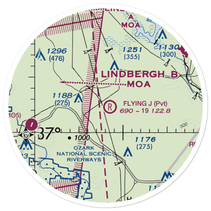 Flying 'J' Ranch Airport (MO72) VFR Sectional Sticker (20 mile)